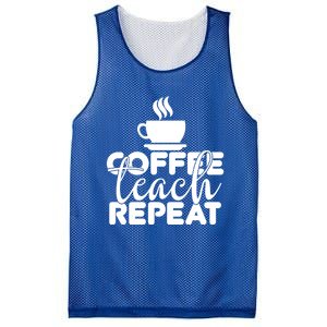 Funny Coffee Teach Repeat School Teacher Gift Mesh Reversible Basketball Jersey Tank