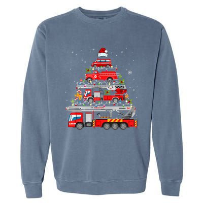 Firefighter Christmas Tree Fire Truck Fire Xmas Funny Gift Gift Garment-Dyed Sweatshirt