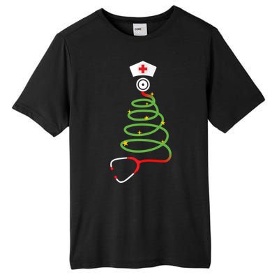 Funny Christmas Tree With Stethoscope Nurse Hospital Xmas Gift Tall Fusion ChromaSoft Performance T-Shirt