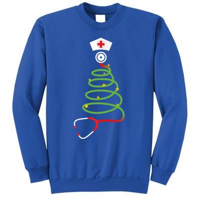 Funny Christmas Tree With Stethoscope Nurse Hospital Xmas Gift Sweatshirt