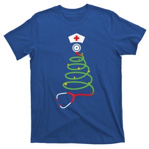 Funny Christmas Tree With Stethoscope Nurse Hospital Xmas Gift T-Shirt