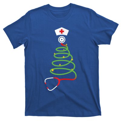 Funny Christmas Tree With Stethoscope Nurse Hospital Xmas Gift T-Shirt