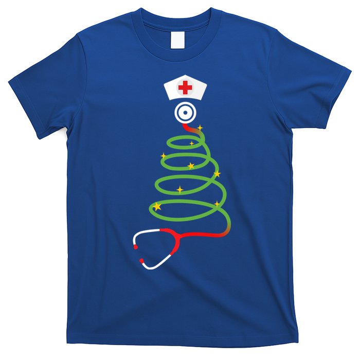 Funny Christmas Tree With Stethoscope Nurse Hospital Xmas Gift T-Shirt