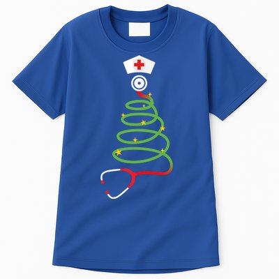 Funny Christmas Tree With Stethoscope Nurse Hospital Xmas Gift Tall T-Shirt