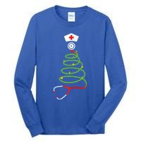 Funny Christmas Tree With Stethoscope Nurse Hospital Xmas Gift Tall Long Sleeve T-Shirt