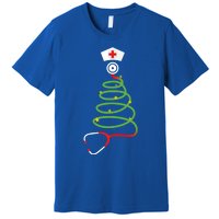 Funny Christmas Tree With Stethoscope Nurse Hospital Xmas Gift Premium T-Shirt