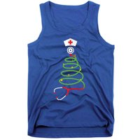 Funny Christmas Tree With Stethoscope Nurse Hospital Xmas Gift Tank Top