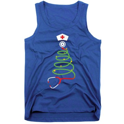 Funny Christmas Tree With Stethoscope Nurse Hospital Xmas Gift Tank Top