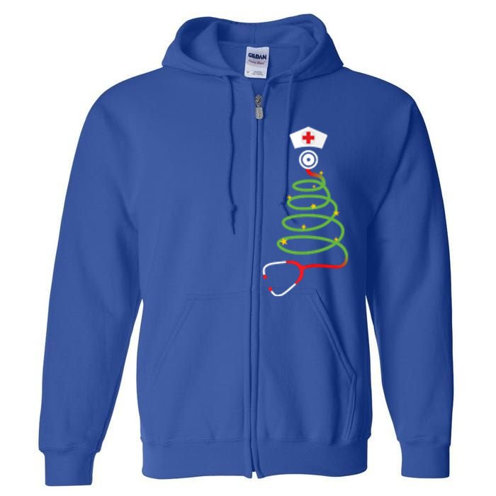 Funny Christmas Tree With Stethoscope Nurse Hospital Xmas Gift Full Zip Hoodie