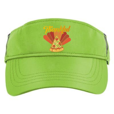 Funny Cute Thankful Turkey Pizza, Thankful Pumpkin Pie Thanksgiving Adult Drive Performance Visor