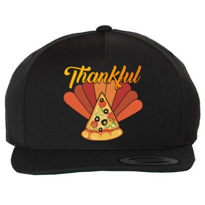 Funny Cute Thankful Turkey Pizza, Thankful Pumpkin Pie Thanksgiving Wool Snapback Cap