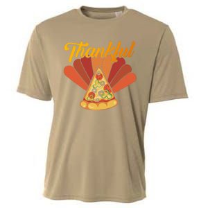 Funny Cute Thankful Turkey Pizza, Thankful Pumpkin Pie Thanksgiving Cooling Performance Crew T-Shirt