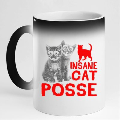 Funny Cat T Insane Cat Posse Gift Tee For Women 11oz Black Color Changing Mug