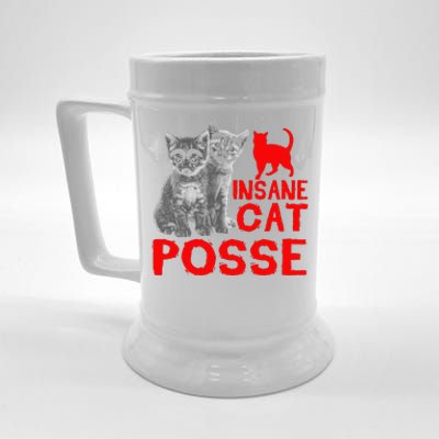 Funny Cat T Insane Cat Posse Gift Tee For Women Beer Stein