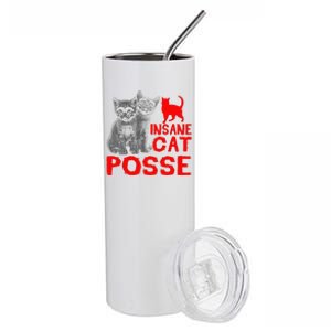 Funny Cat T Insane Cat Posse Gift Tee For Women Stainless Steel Tumbler