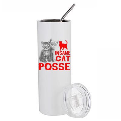 Funny Cat T Insane Cat Posse Gift Tee For Women Stainless Steel Tumbler