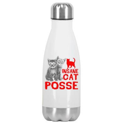 Funny Cat T Insane Cat Posse Gift Tee For Women Stainless Steel Insulated Water Bottle