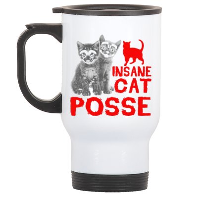 Funny Cat T Insane Cat Posse Gift Tee For Women Stainless Steel Travel Mug