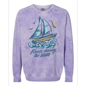 Forever Chasing The Sun Sail Boat Colorblast Crewneck Sweatshirt