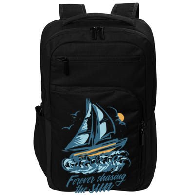 Forever Chasing The Sun Sail Boat Impact Tech Backpack