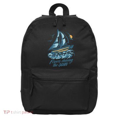Forever Chasing The Sun Sail Boat 16 in Basic Backpack