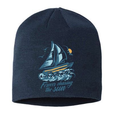 Forever Chasing The Sun Sail Boat Sustainable Beanie