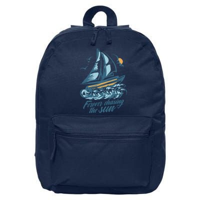 Forever Chasing The Sun Sail Boat 16 in Basic Backpack