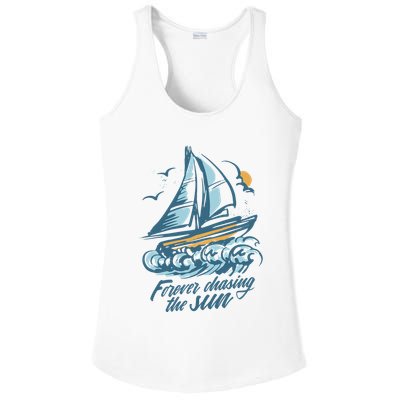 Forever Chasing The Sun Sail Boat Ladies PosiCharge Competitor Racerback Tank