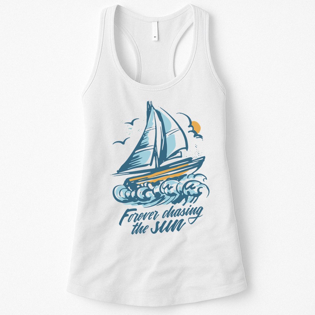 Forever Chasing The Sun Sail Boat Womens Tank Top