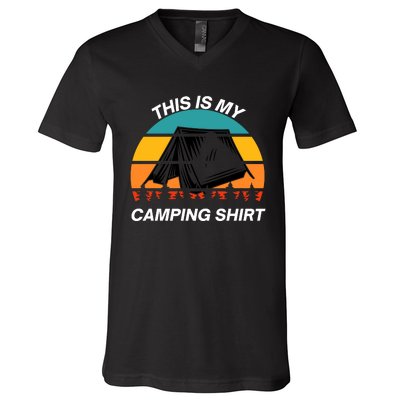 Funny Camping, This Is My Camping, Social Distancing, Hiking, Nature, Hike V-Neck T-Shirt