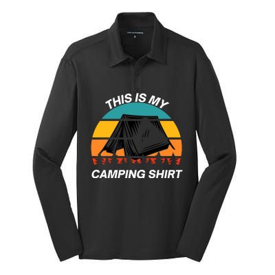 Funny Camping, This Is My Camping, Social Distancing, Hiking, Nature, Hike Silk Touch Performance Long Sleeve Polo