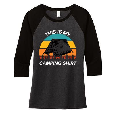 Funny Camping, This Is My Camping, Social Distancing, Hiking, Nature, Hike Women's Tri-Blend 3/4-Sleeve Raglan Shirt