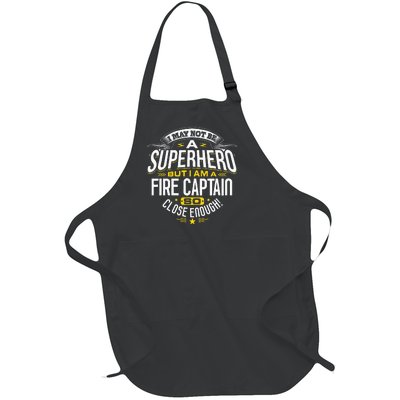 Fire Captain T Gift Idea Superhero Fireman Full-Length Apron With Pockets