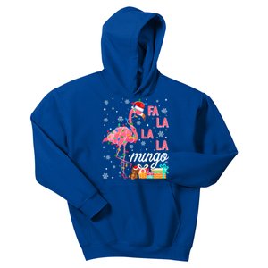 Flamingo Christmas Tree Lights Fa La La Mingo Tropical Xmas Gift Kids Hoodie