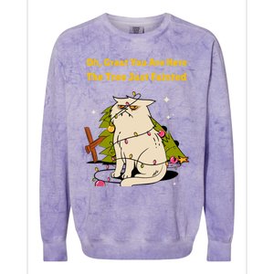 Funny Christmas Tree Knocked Over By Cat Meowy Christmas Gift Colorblast Crewneck Sweatshirt