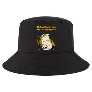 Funny Christmas Tree Knocked Over By Cat Meowy Christmas Gift Cool Comfort Performance Bucket Hat