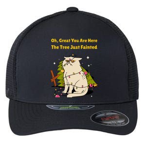 Funny Christmas Tree Knocked Over By Cat Meowy Christmas Gift Flexfit Unipanel Trucker Cap