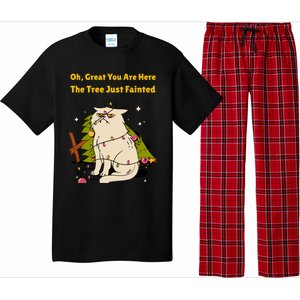 Funny Christmas Tree Knocked Over By Cat Meowy Christmas Gift Pajama Set