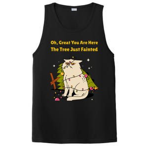 Funny Christmas Tree Knocked Over By Cat Meowy Christmas Gift PosiCharge Competitor Tank