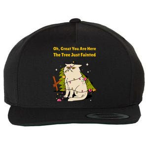 Funny Christmas Tree Knocked Over By Cat Meowy Christmas Gift Wool Snapback Cap