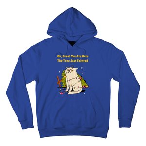 Funny Christmas Tree Knocked Over By Cat Meowy Christmas Gift Hoodie