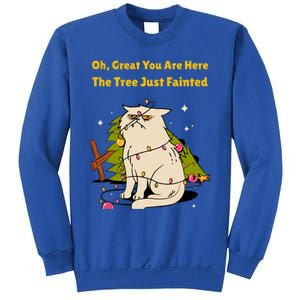 Funny Christmas Tree Knocked Over By Cat Meowy Christmas Gift Sweatshirt