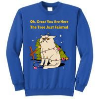 Funny Christmas Tree Knocked Over By Cat Meowy Christmas Gift Sweatshirt