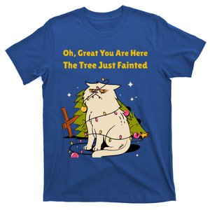 Funny Christmas Tree Knocked Over By Cat Meowy Christmas Gift T-Shirt