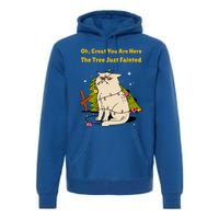 Funny Christmas Tree Knocked Over By Cat Meowy Christmas Gift Premium Hoodie