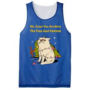 Funny Christmas Tree Knocked Over By Cat Meowy Christmas Gift Mesh Reversible Basketball Jersey Tank