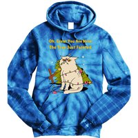 Funny Christmas Tree Knocked Over By Cat Meowy Christmas Gift Tie Dye Hoodie