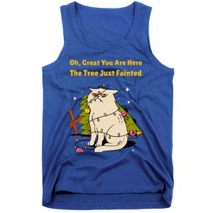 Funny Christmas Tree Knocked Over By Cat Meowy Christmas Gift Tank Top