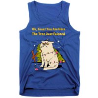 Funny Christmas Tree Knocked Over By Cat Meowy Christmas Gift Tank Top