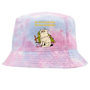 Funny Christmas Tree Knocked Over By Cat Meowy Christmas Gift Tie-Dyed Bucket Hat